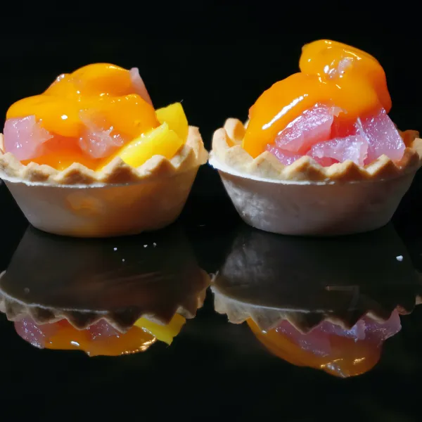 Tartaletas atún, mango, salsa de mango (1u)